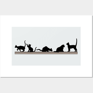 Playful Cats on a Shelf Posters and Art